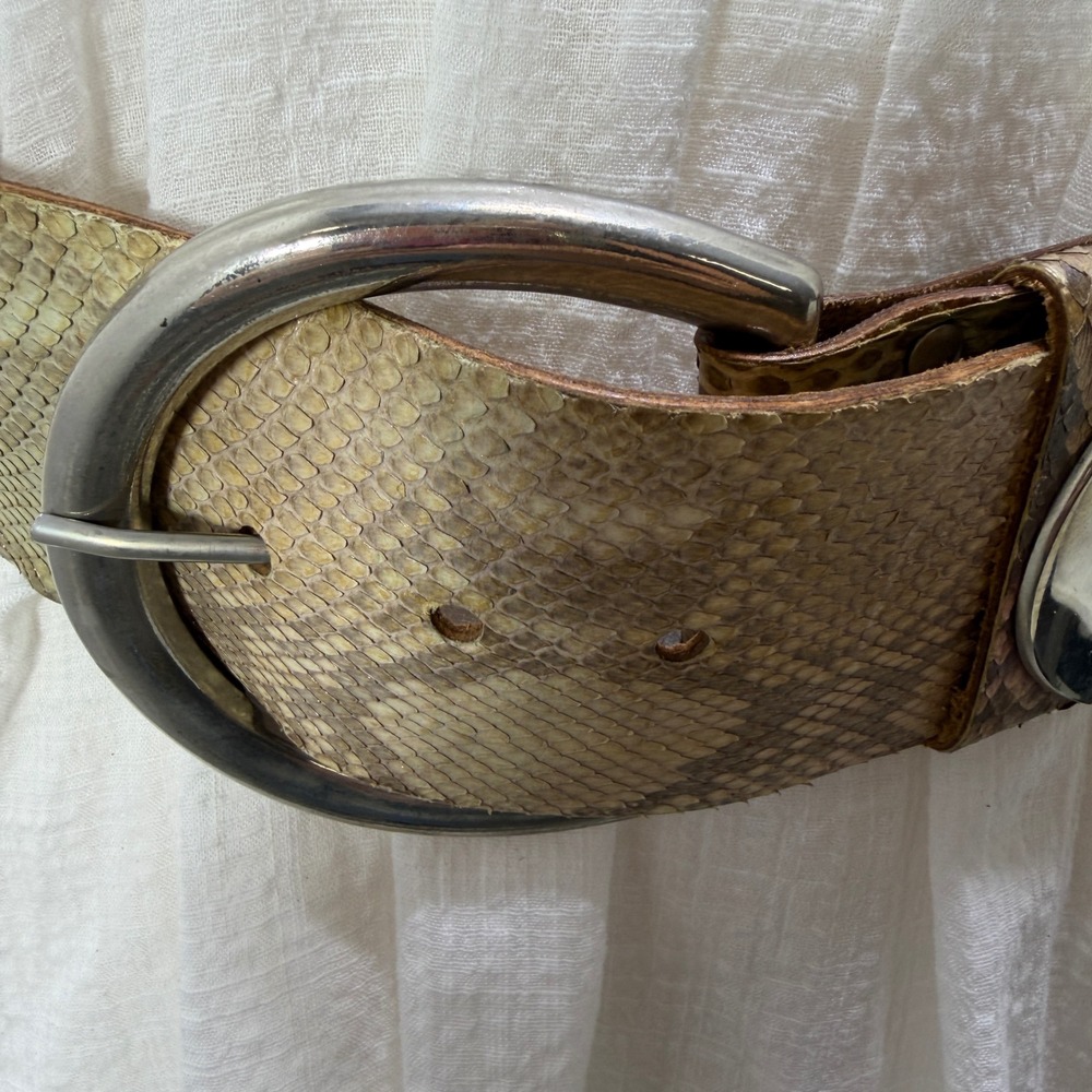 Jill Stuart New York Natural Snakeskin Wide Waist Belt Tan Brown SM Boho